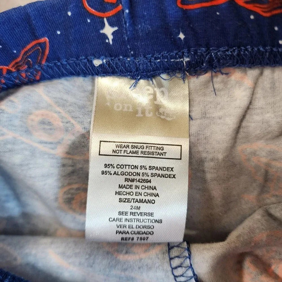 Sleep On It Mini Little Boys Moon Planet Rocket Print 3 Piece Pajama Set  SZ 24M - Picture 6 of 15